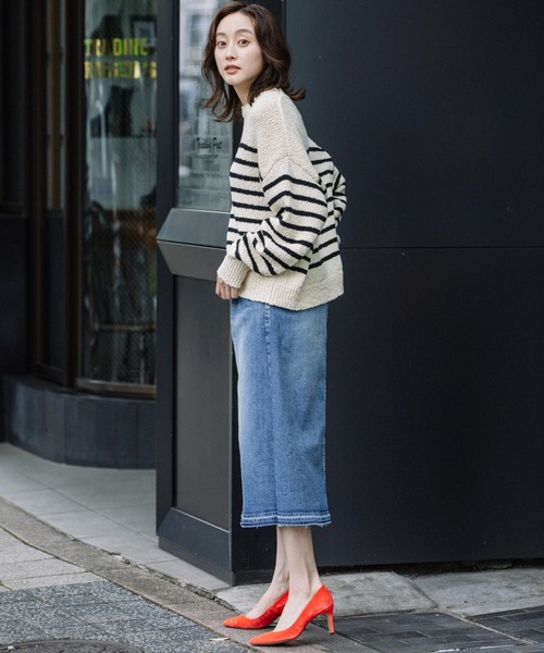 Munich（ミューニック）の「10.5oz agedウォッシュスラブデニムタックスカート（デニムスカート・レディース・ブルー/ネイビー・S/M/XS）」の4枚目の写真