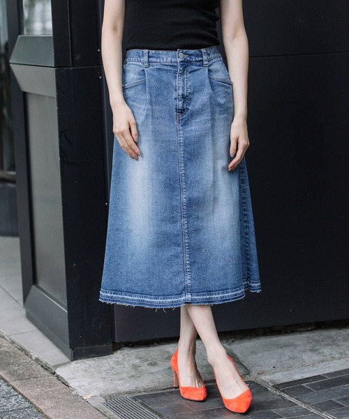 Munich（ミューニック）の「10.5oz agedウォッシュスラブデニムタックスカート（デニムスカート・レディース・ブルー/ネイビー・S/M/XS）」の9枚目の写真