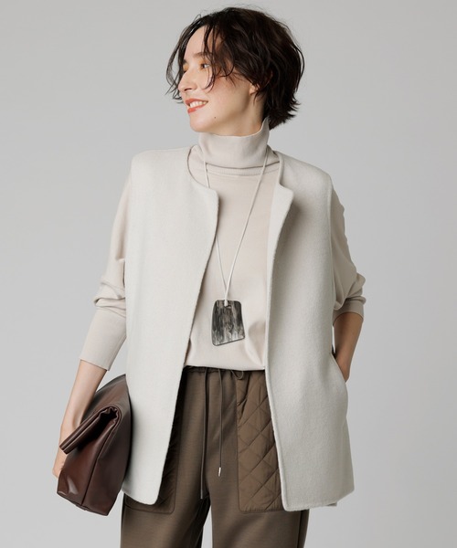 UNFILO/アンフィ―ロ・ウール混リバーフーデットコート・ベージュ系・L UNFILO 【撥水】ウール混リバー フーデットコート （ベージュ系