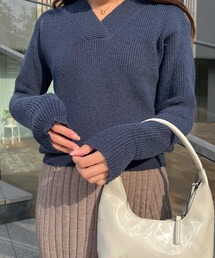 Lamoa | Lamoa/Vネック リブニット プルオーバー(ニット/セーター)