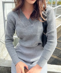 Lamoa | Lamoa/Vネック リブニット プルオーバー(ニット/セーター)