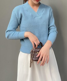 Lamoa | Lamoa/Vネック リブニット プルオーバー(ニット/セーター)