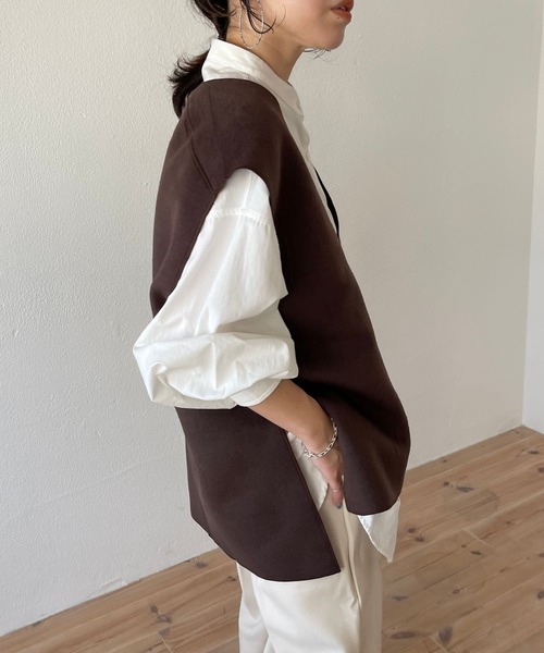 wee9s（ウィークス）の「double face vest / ダブルフェイスベスト（ベスト・レディース・ブラウン/ベージュ/アイボリー/ブラック・FREE）」の12枚目の写真