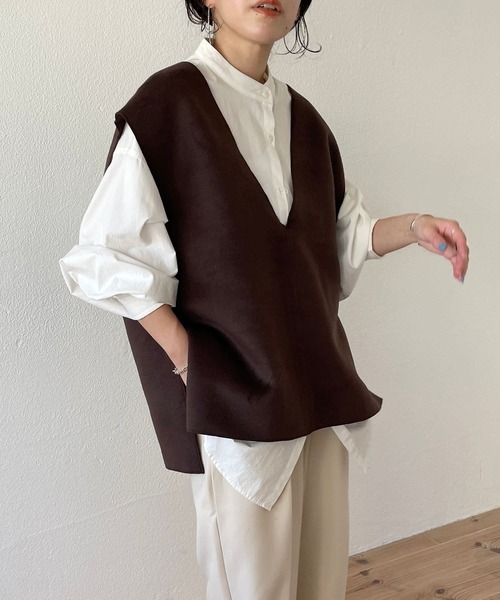 wee9s（ウィークス）の「double face vest / ダブルフェイスベスト（ベスト・レディース・ブラウン/ベージュ/アイボリー/ブラック・FREE）」の11枚目の写真