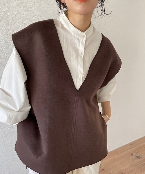 wee9s（ウィークス）の「double face vest / ダブルフェイスベスト（ベスト・レディース・ブラウン/ベージュ/アイボリー/ブラック・FREE）」の15枚目の写真