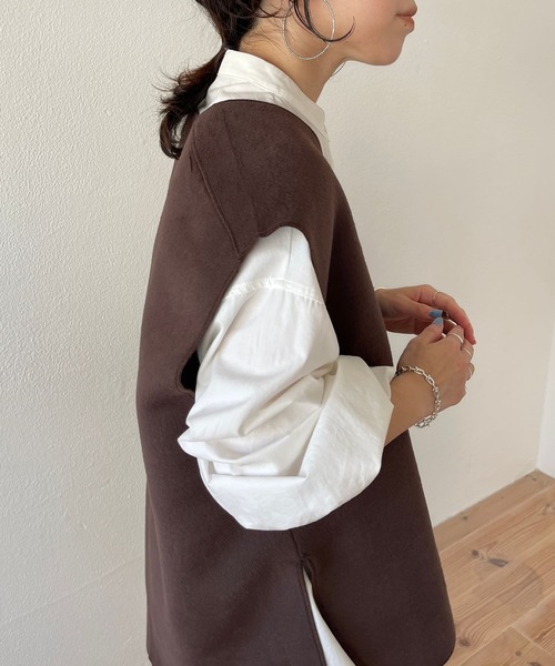 wee9s（ウィークス）の「double face vest / ダブルフェイスベスト（ベスト・レディース・ブラウン/ベージュ/アイボリー/ブラック・FREE）」の16枚目の写真