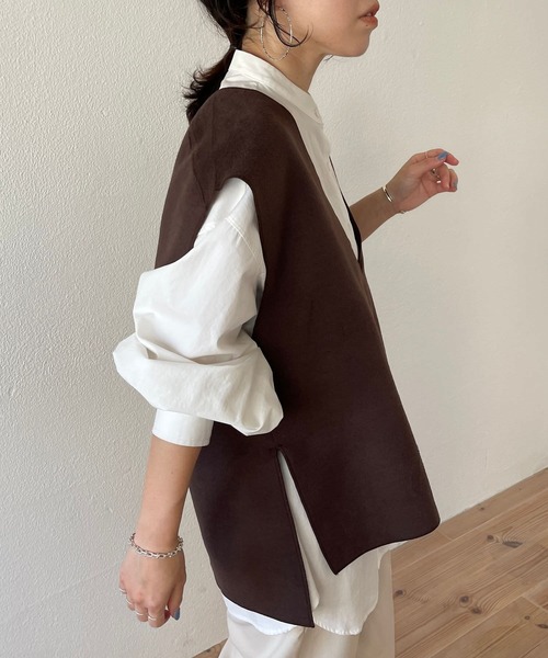 wee9s（ウィークス）の「double face vest / ダブルフェイスベスト（ベスト・レディース・ブラウン/ベージュ/アイボリー/ブラック・FREE）」の18枚目の写真