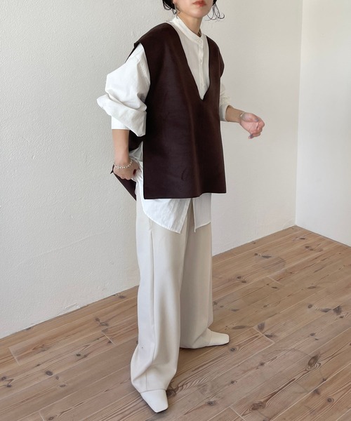 wee9s（ウィークス）の「double face vest / ダブルフェイスベスト（ベスト・レディース・ブラウン/ベージュ/アイボリー/ブラック・FREE）」の21枚目の写真