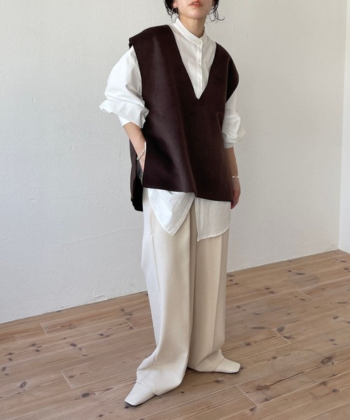wee9s（ウィークス）の「double face vest / ダブルフェイスベスト（ベスト・レディース・ブラウン/ベージュ/アイボリー/ブラック・FREE）」の22枚目の写真
