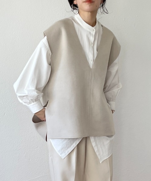 wee9s（ウィークス）の「double face vest / ダブルフェイスベスト（ベスト・レディース・ブラウン/ベージュ/アイボリー/ブラック・FREE）」の6枚目の写真