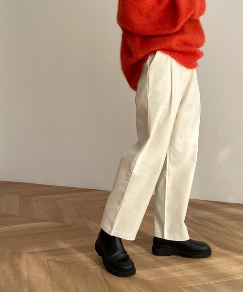 CANAL JEAN（キャナルジーン）の「El mar(エルマール) 起毛コットンタックパンツ（その他パンツ・レディース・クリーム/ネイビー・SMALL/MEDIUM）」の3枚目の写真