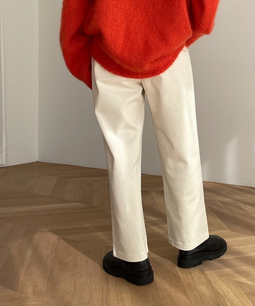 CANAL JEAN（キャナルジーン）の「El mar(エルマール) 起毛コットンタックパンツ（その他パンツ・レディース・クリーム/ネイビー・SMALL/MEDIUM）」の4枚目の写真