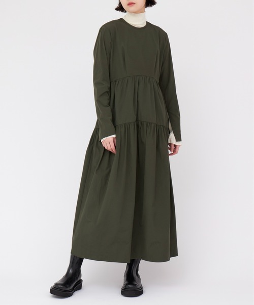 CLANE(クラネ)の「CLANE TIERED ONE PIECE(ワンピース・レディース・ダークグリーン/ブラック/ベージュ・1/2)」の3枚目の写真