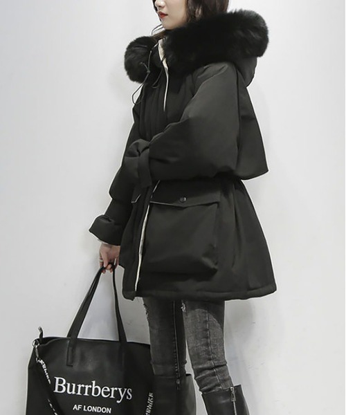 LOPASS（ロパス）の「ファー付き厚手パーカーフードコート（その他アウター・レディース・アイボリー/グレー/ブラック・M/L）」の3枚目の写真