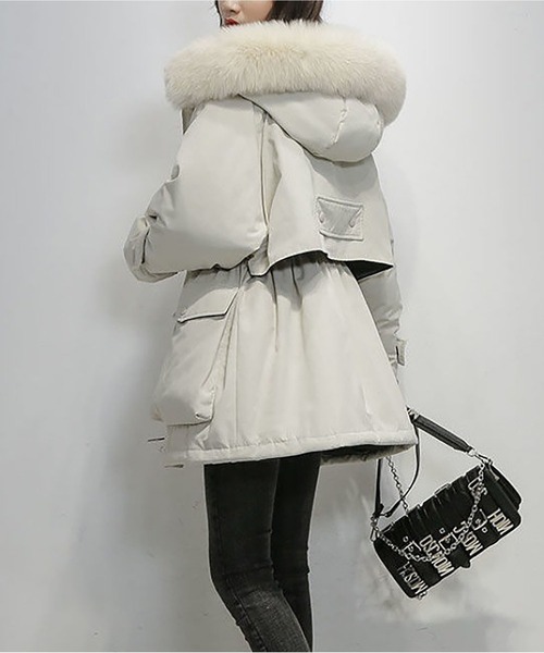 LOPASS（ロパス）の「ファー付き厚手パーカーフードコート（その他アウター・レディース・アイボリー/グレー/ブラック・M/L）」の6枚目の写真