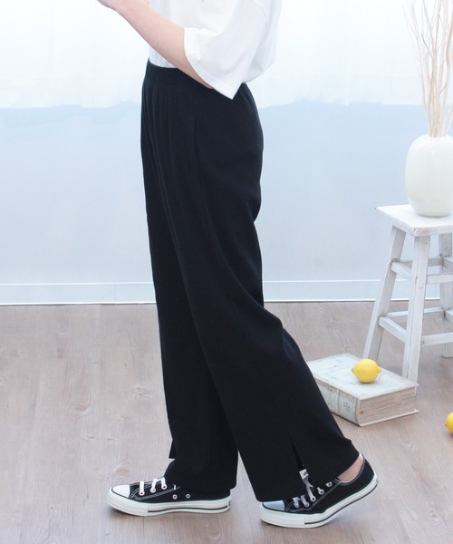 mil(ミル)の「サイドスリットリブパンツ(その他パンツ・レディース・ブラック/ラベンダー・M/XS/S)」の2枚目の写真