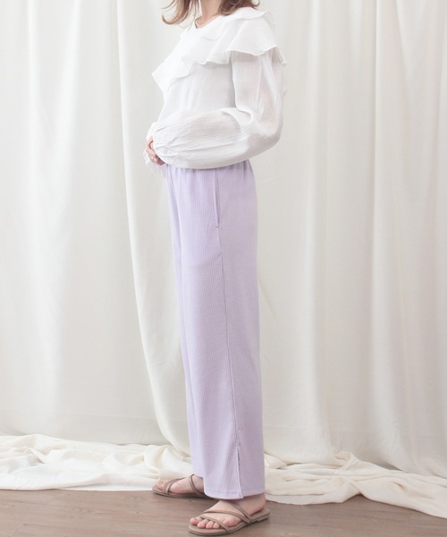 mil(ミル)の「サイドスリットリブパンツ(その他パンツ・レディース・ブラック/ラベンダー・M/XS/S)」の7枚目の写真