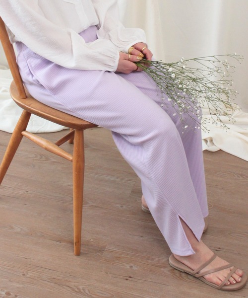 mil(ミル)の「サイドスリットリブパンツ(その他パンツ・レディース・ブラック/ラベンダー・M/XS/S)」の11枚目の写真