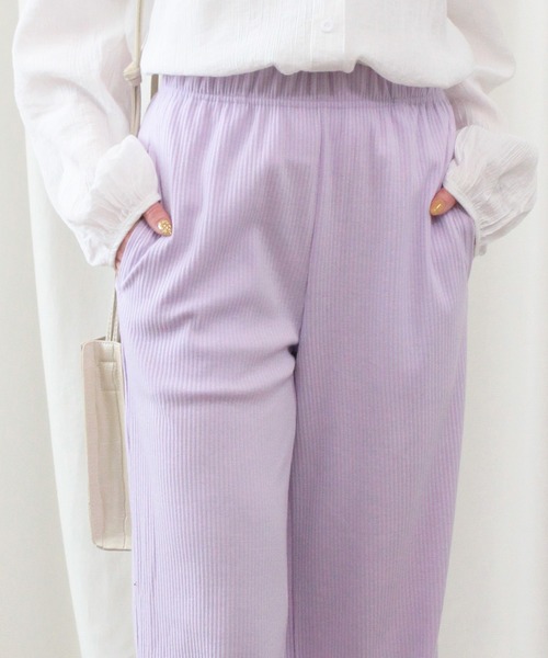 mil(ミル)の「サイドスリットリブパンツ(その他パンツ・レディース・ブラック/ラベンダー・M/XS/S)」の6枚目の写真