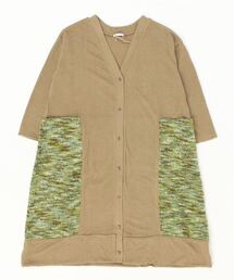 sandy/ニットソー切り替えロングカーディガン