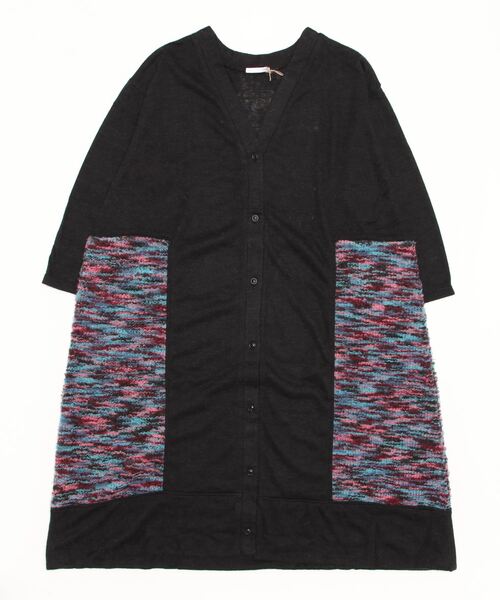 sandy（サンディー）の「sandy/ニットソー切り替えロングカーディガン（カーディガン/ボレロ・レディース・ブラック/ブルー/ベージュ系その他・FREE）」の2枚目の写真