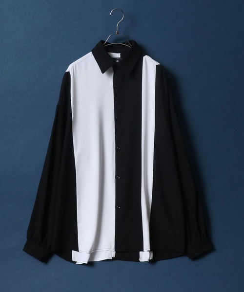 ANPAS(アンパス)の「Georgette Color Switching Design Oversized Balloon Sleeve Shirt/ジョーゼット 切り替え オーバーサイズ バルーンスリーブ シャツ(シャツ/ブラウス・メンズ・ホワイト系その他/ホワイト系その他2/ブラック系その他/ブラック系その他2・M/L)」の4枚目の写真
