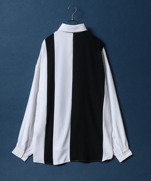 ANPAS(アンパス)の「Georgette Color Switching Design Oversized Balloon Sleeve Shirt/ジョーゼット 切り替え オーバーサイズ バルーンスリーブ シャツ(シャツ/ブラウス・メンズ・ホワイト系その他/ホワイト系その他2/ブラック系その他/ブラック系その他2・M/L)」の7枚目の写真