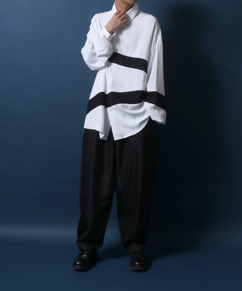 ANPAS(アンパス)の「Georgette Color Switching Design Oversized Balloon Sleeve Shirt/ジョーゼット 切り替え オーバーサイズ バルーンスリーブ シャツ(シャツ/ブラウス・メンズ・ホワイト系その他/ホワイト系その他2/ブラック系その他/ブラック系その他2・M/L)」の19枚目の写真