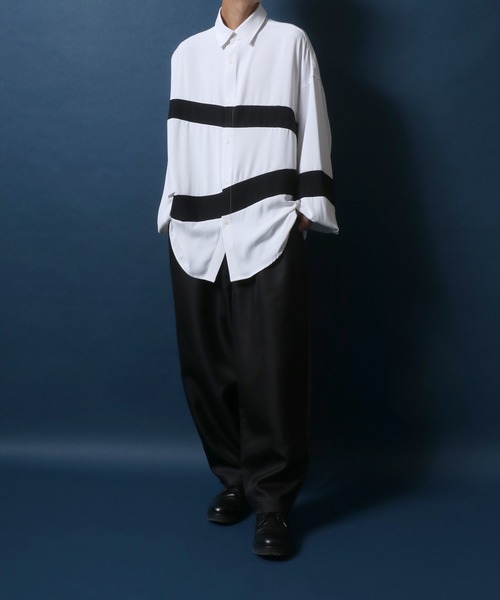 ANPAS(アンパス)の「Georgette Color Switching Design Oversized Balloon Sleeve Shirt/ジョーゼット 切り替え オーバーサイズ バルーンスリーブ シャツ(シャツ/ブラウス・メンズ・ホワイト系その他/ホワイト系その他2/ブラック系その他/ブラック系その他2・M/L)」の20枚目の写真