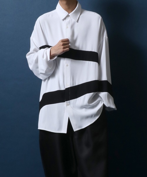 ANPAS(アンパス)の「Georgette Color Switching Design Oversized Balloon Sleeve Shirt/ジョーゼット 切り替え オーバーサイズ バルーンスリーブ シャツ(シャツ/ブラウス・メンズ・ホワイト系その他/ホワイト系その他2/ブラック系その他/ブラック系その他2・M/L)」の16枚目の写真