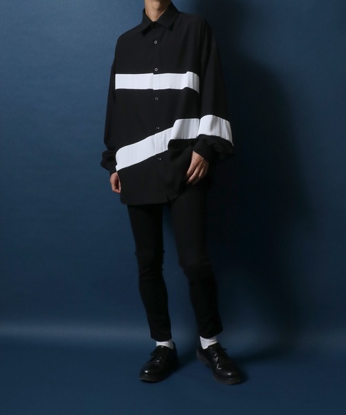 ANPAS(アンパス)の「Georgette Color Switching Design Oversized Balloon Sleeve Shirt/ジョーゼット 切り替え オーバーサイズ バルーンスリーブ シャツ(シャツ/ブラウス・メンズ・ホワイト系その他/ホワイト系その他2/ブラック系その他/ブラック系その他2・M/L)」の22枚目の写真