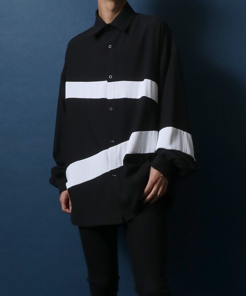 ANPAS(アンパス)の「Georgette Color Switching Design Oversized Balloon Sleeve Shirt/ジョーゼット 切り替え オーバーサイズ バルーンスリーブ シャツ(シャツ/ブラウス・メンズ・ホワイト系その他/ホワイト系その他2/ブラック系その他/ブラック系その他2・M/L)」の17枚目の写真
