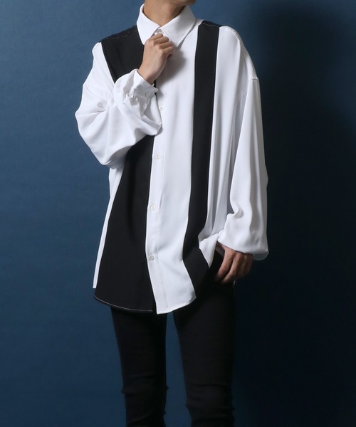 ANPAS(アンパス)の「Georgette Color Switching Design Oversized Balloon Sleeve Shirt/ジョーゼット 切り替え オーバーサイズ バルーンスリーブ シャツ(シャツ/ブラウス・メンズ・ホワイト系その他/ホワイト系その他2/ブラック系その他/ブラック系その他2・M/L)」の18枚目の写真