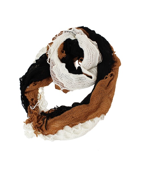 14+（イチヨンプラス）の「ニットトリプルマフラー（ストール/ショール・レディース・キャメル/ピンク/ブルー/グレー・FREE）」の4枚目の写真