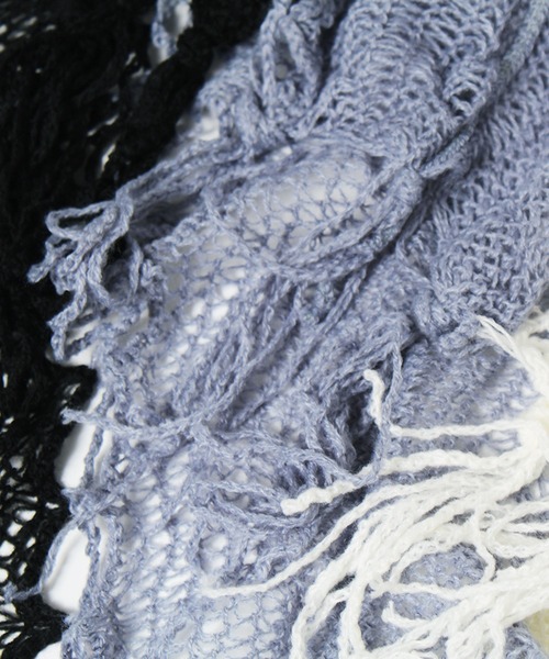 14+（イチヨンプラス）の「ニットトリプルマフラー（ストール/ショール・レディース・キャメル/ピンク/ブルー/グレー・FREE）」の6枚目の写真