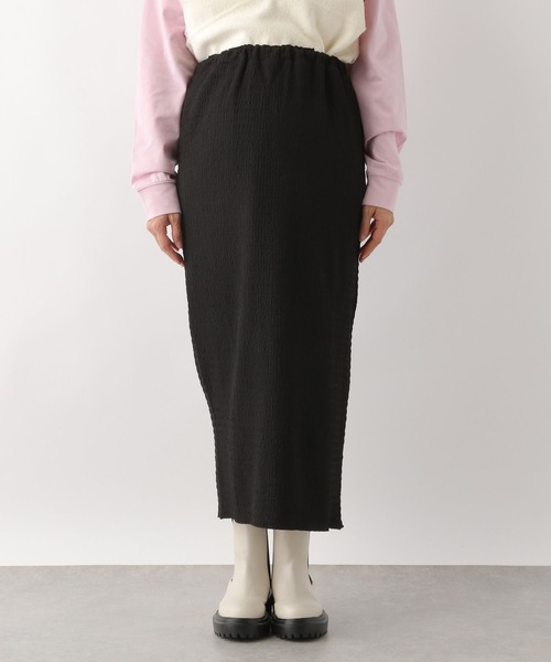 LEPSIM（レプシィム）の「マタニティ／シャーリングタイトスカート　178839（マタニティウェア/グッズ・レディース・ブラック/イエロー/アイボリー・FREE）」の4枚目の写真