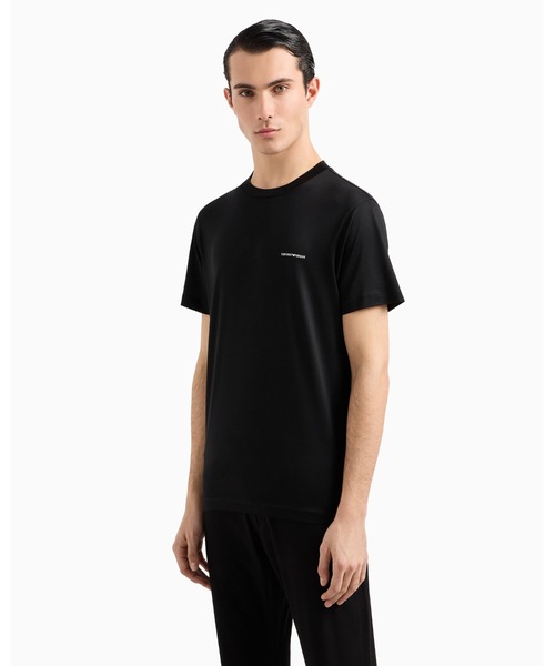 EMPORIO ARMANI(エンポリオアルマーニ)の「【エンポリオ アルマーニ】ASV Tシャツ リヨセル混紡ジャージー マイクロ ロゴレタリング(Tシャツ/カットソー・メンズ・ブラック/ホワイト系その他・LARGE/MEDIUM/SMALL/X-LARGE/X-SMALL/XX-LARGE)」の7枚目の写真