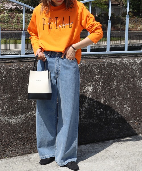 AMERICAN HOLIC(アメリカンホリック)の「ワイドデニム(デニムパンツ・レディース・ライトインディゴブルー/ナチュラル・L/M/S)」の5枚目の写真