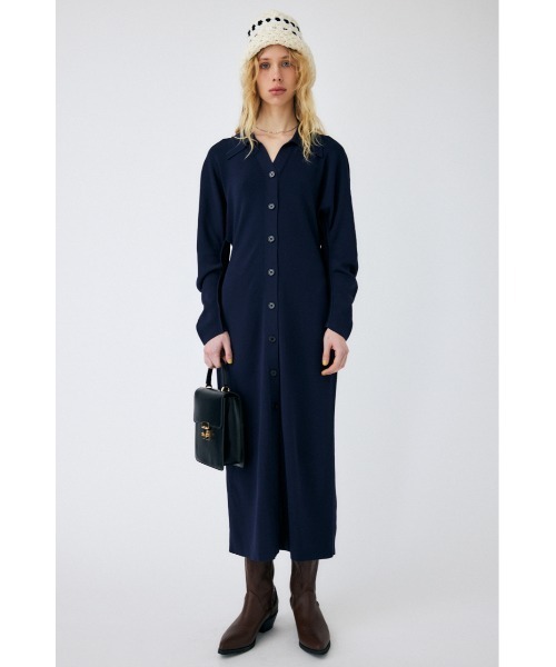 MOUSSY（マウジー）の「CURVE SLEEVE KNIT OP（ワンピース・レディース・ライトグリーン/キナリ/ダークネイビー・2/1）」の3枚目の写真