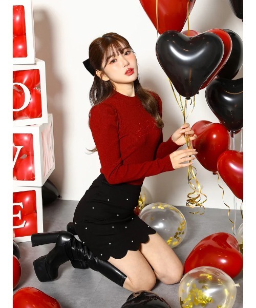 Darich(ダーリッチ)の「スカラップパールミニスカート(スカート・レディース・ブラック・FREE)」の3枚目の写真