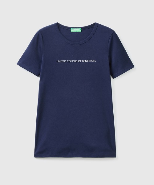 BENETTON (UNITED COLORS OF BENETTON)（ベネトンユナイテッドカラーズオブベネトン）の「ロゴクルーネック半袖Tシャツ・カットソー（Tシャツ/カットソー・レディース・ネイビー/ホワイト/ブラック・LARGE/X-SMALL/MEDIUM/SMALL/XX-SMALL）」の8枚目の写真