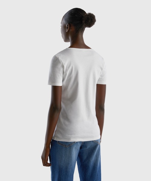 BENETTON (UNITED COLORS OF BENETTON)（ベネトンユナイテッドカラーズオブベネトン）の「ロゴクルーネック半袖Tシャツ・カットソー（Tシャツ/カットソー・レディース・ネイビー/ホワイト/ブラック・LARGE/X-SMALL/MEDIUM/SMALL/XX-SMALL）」の12枚目の写真