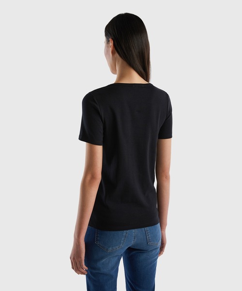 BENETTON (UNITED COLORS OF BENETTON)（ベネトンユナイテッドカラーズオブベネトン）の「ロゴクルーネック半袖Tシャツ・カットソー（Tシャツ/カットソー・レディース・ネイビー/ホワイト/ブラック・LARGE/X-SMALL/MEDIUM/SMALL/XX-SMALL）」の13枚目の写真