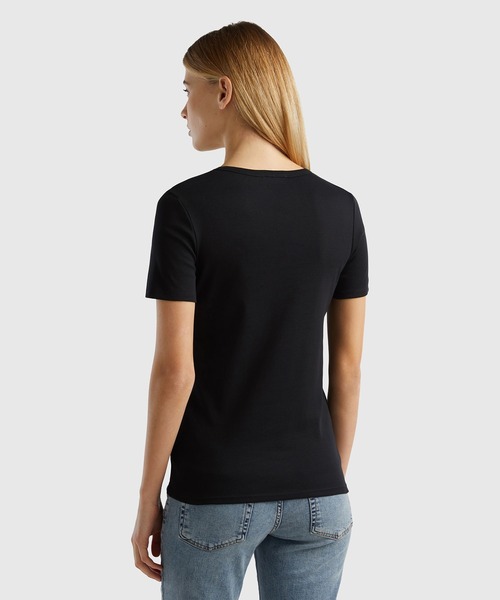 BENETTON (UNITED COLORS OF BENETTON)（ベネトンユナイテッドカラーズオブベネトン）の「ロゴクルーネック半袖Tシャツ・カットソー（Tシャツ/カットソー・レディース・ネイビー/ホワイト/ブラック・LARGE/X-SMALL/MEDIUM/SMALL/XX-SMALL）」の20枚目の写真