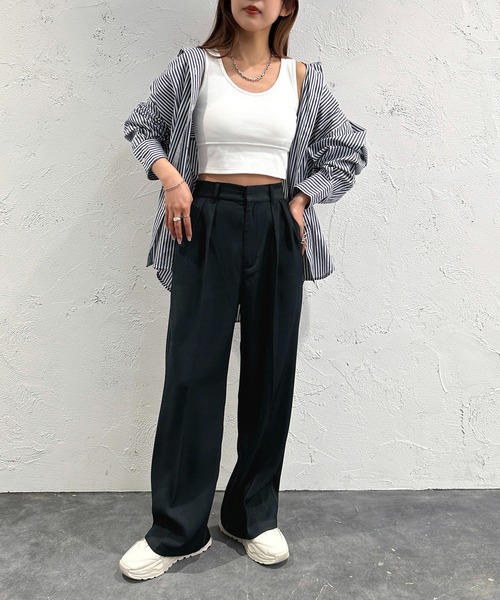 apres jour mignon（アプレジュールミニョン）の「カップ付きショートタンクトップ【ZOZOTOWN限定アイテム】（タンクトップ・レディース・ナチュラル/オフホワイト/ブラック・X-LARGE/フリー）」の7枚目の写真