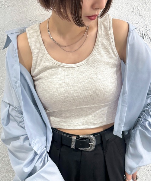 apres jour mignon（アプレジュールミニョン）の「カップ付きショートタンクトップ【ZOZOTOWN限定アイテム】（タンクトップ・レディース・ナチュラル/オフホワイト/ブラック・X-LARGE/フリー）」の13枚目の写真