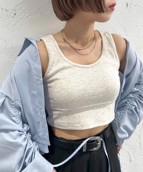 apres jour mignon（アプレジュールミニョン）の「カップ付きショートタンクトップ【ZOZOTOWN限定アイテム】（タンクトップ・レディース・ナチュラル/オフホワイト/ブラック・X-LARGE/フリー）」の14枚目の写真