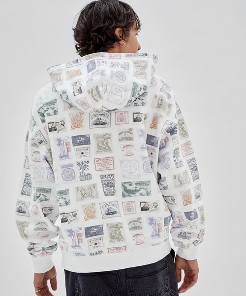 Guess(ゲス)の「GUESS Originals Eco Stamp Hoodie(パーカー・メンズ・ホワイト・MEDIUM/X-LARGE/SMALL/LARGE)」の2枚目の写真