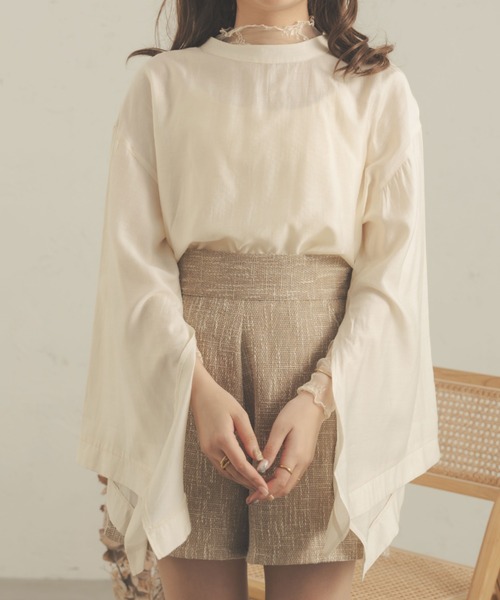 Ambre Neige(アンブルネージュ)の「2WAYシアーソデスリットブラウス/【WEB/EC限定商品】(シャツ/ブラウス・レディース・ライトベージュ/アイボリー/ピンク・FREE)」の11枚目の写真