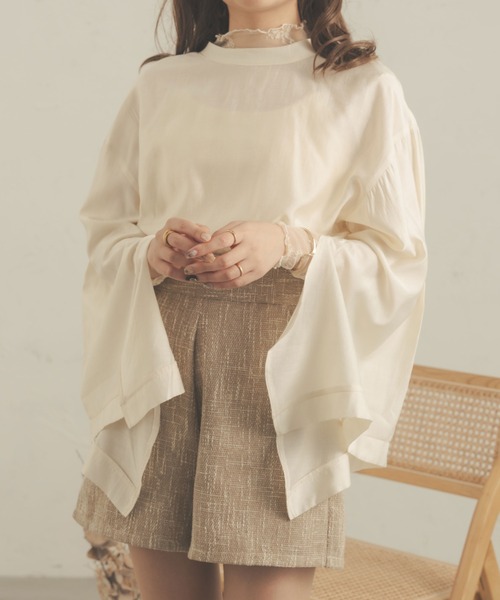 Ambre Neige(アンブルネージュ)の「2WAYシアーソデスリットブラウス/【WEB/EC限定商品】(シャツ/ブラウス・レディース・ライトベージュ/アイボリー/ピンク・FREE)」の12枚目の写真
